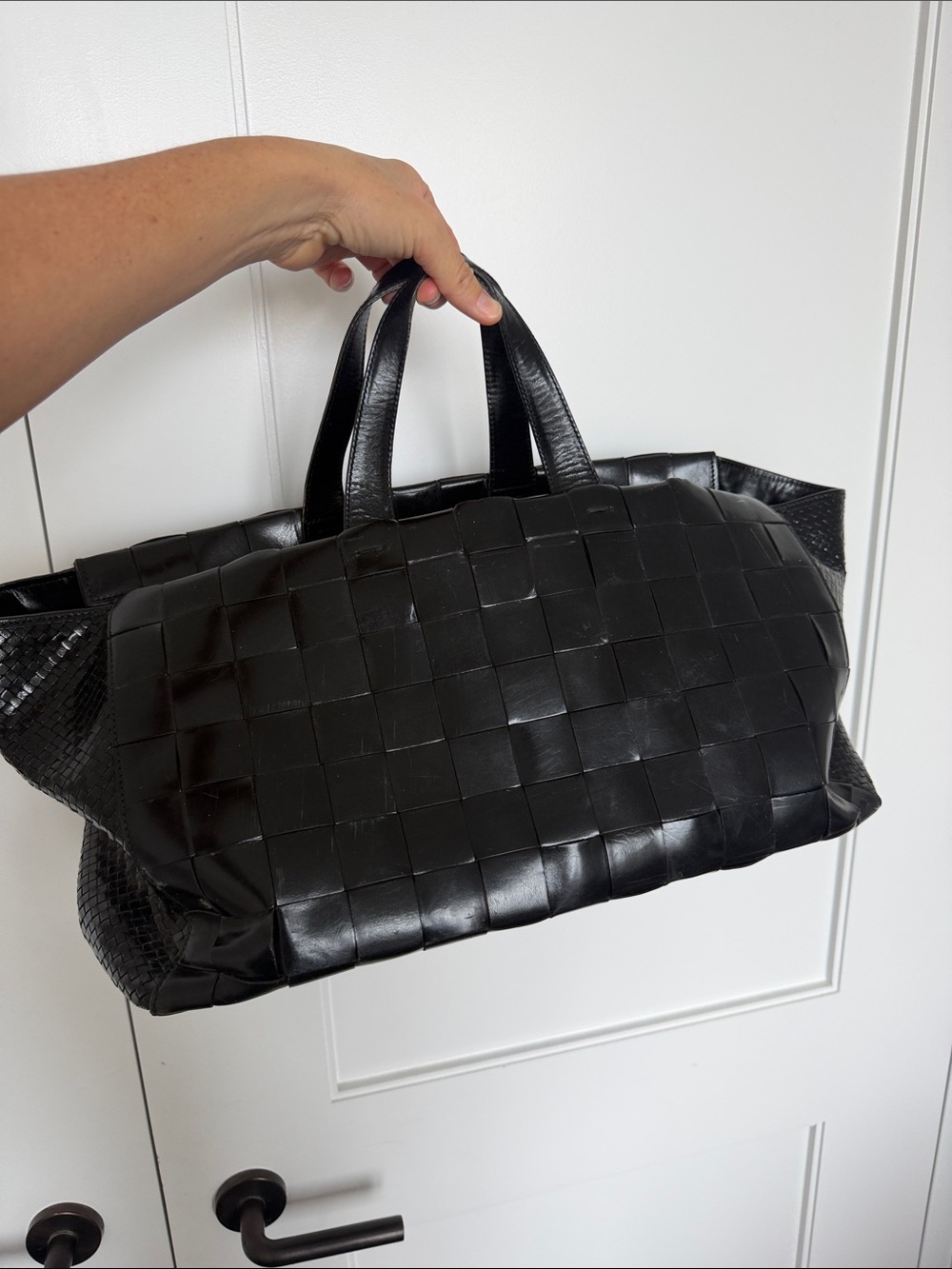 Stephanie kelian Black Woven Leather Tote Bag - Women has scuffs inside